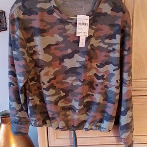 New White Willow Medium M Camo Drawstring Top Sweatshirt NWT Nordstroms
